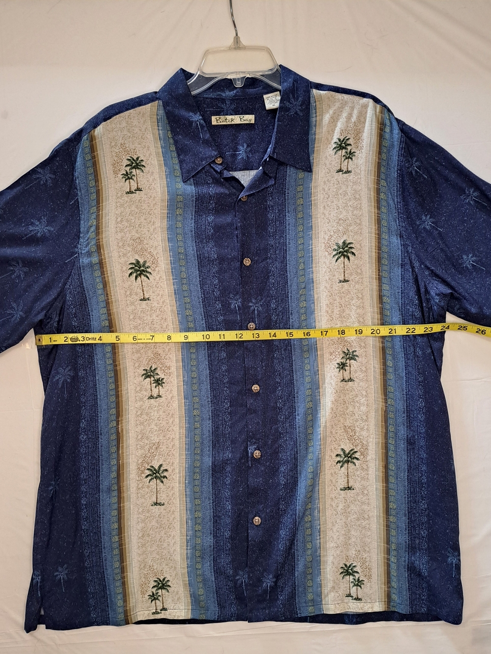 Batck Bay Black Panel Hawaiian w/Tropical Trees Short Sleeve Shirt Mens Sz. XL